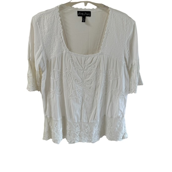 Getty Zueger 100% Cotton White Embroidered Lace Detail Tunic - Picture 2 of 11